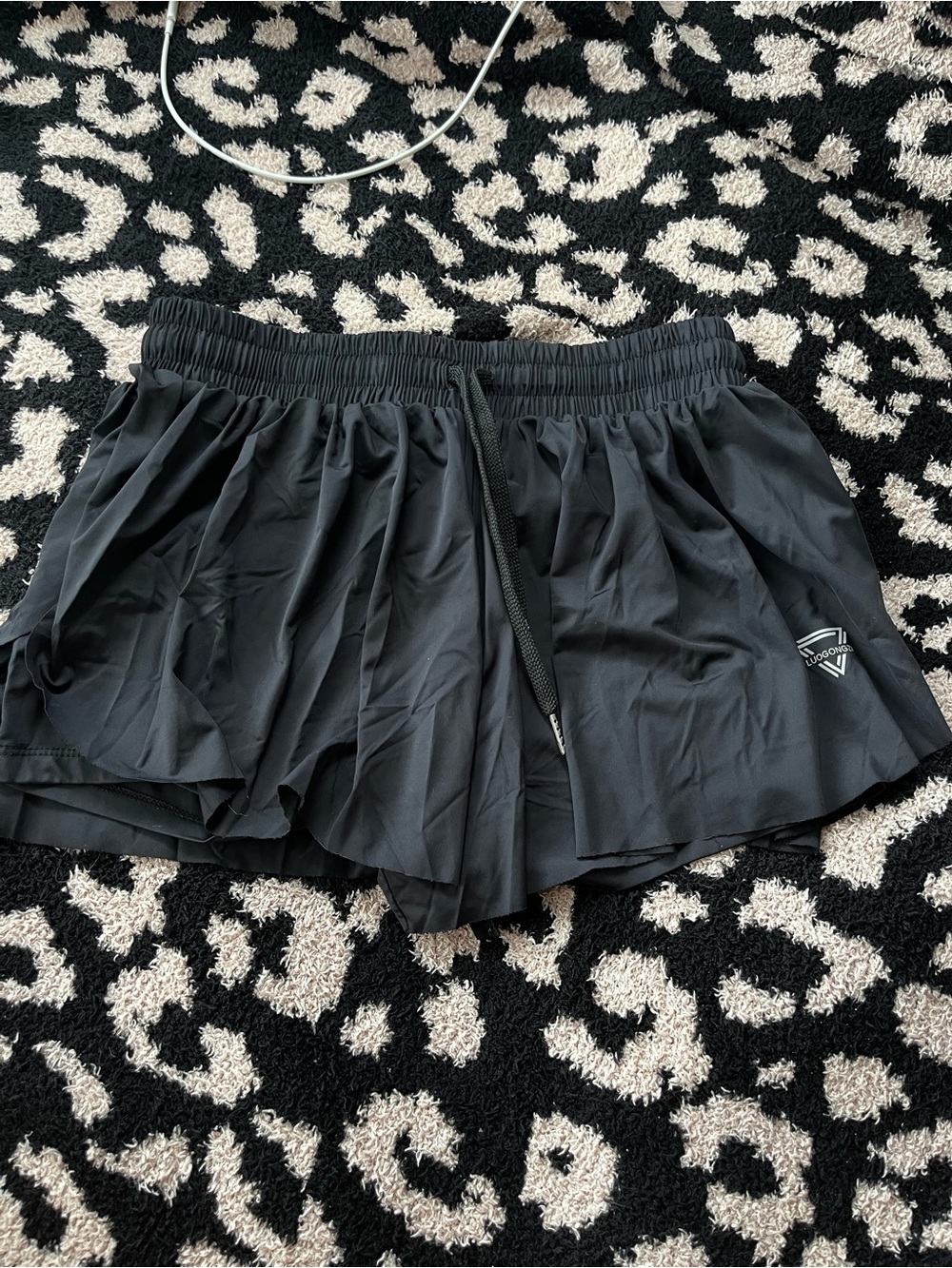 Black Women's Athletic Running Shorts with Drawstring and Logo